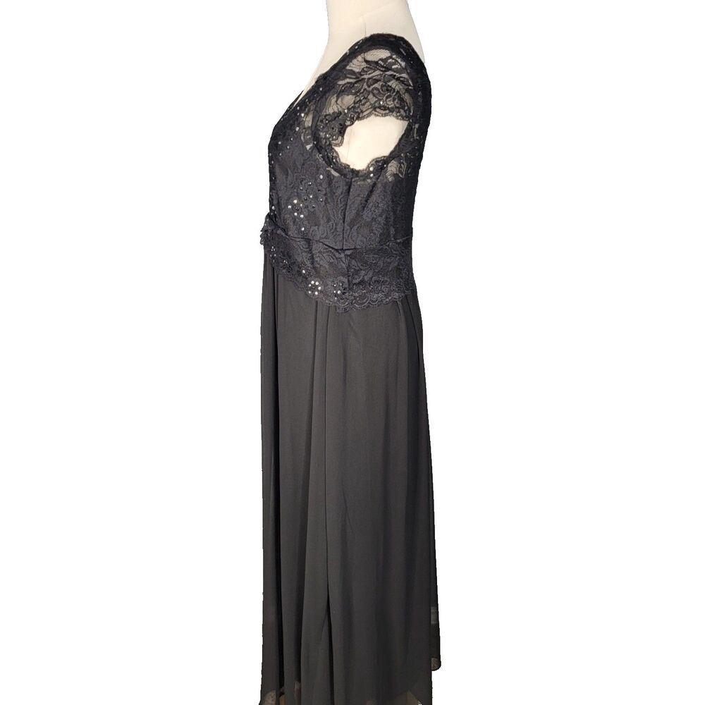 Signature Size 10 by Robbie Bee Black Chiffon Lace Maxi Dress *read* - Picture 5 of 16